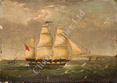 Lot 16 - ENGLISH PRIMITIVE SCHOOL, CIRCA 1810  The Brig 'Mary Bidle' off Dover