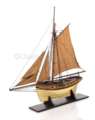 Lot 49 - AN ATTRACTIVE LATE 18TH/EARLY 19TH CENTURY SAILING MODEL OF A CUTTER