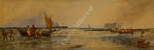 Lot 8 - THOMAS BUSH HARDY (BRITISH, 1842-1879) - Landing the catch