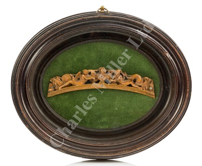 Lot 306 - A FINELY CARVED BOXWOOD TAFFRAIL CARVING BELIEVED REMOVED FROM AN ADMIRALTY BOARD MODEL, CIRCA 1720