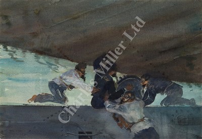 Lot 112 - δ FRANCIS RUSSELL FLINT (BRITISH, 1915-1977) Above us the waves