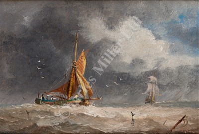 Lot 19 - ENGLISH SCHOOL, CIRCA 1870 Studies of barges at sea
