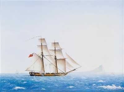 Lot 44 - δ WILLIAM M BALL (BRITISH, 1923-2008) H.M.S. 'Swift' off Gibraltar