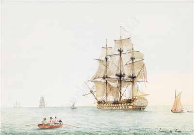 Lot 47 - δ WILLIAM M BALL (BRITISH, 1923-2008) Studies of Napoleonic Frigates