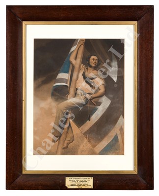Lot 49 - A 19TH CENTURY MEZZOTINT OF JACK CRAWFORD NAILING THE COLOURS TO THE MAST DURING THE BATTLE OF CAMPERDOWN