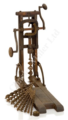 Lot 127 - A SHIPWRIGHT'S DRILL FROM CHATHAM DOCKYARD, CIRCA 1900; and a water costrell