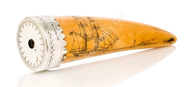 Lot 145 - Ø A 19TH CENTURY SAILOR DECORATED SCRIMSHAW WHALE'S TOOTH