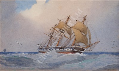 Lot 77 - WILLIAM FREDERICK MITCHELL (BRITISH, 1845-1914) H.M.S. 'Challenger' on Expedition 1872-76