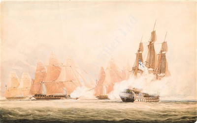 Lot 70 - NICHOLAS POCOCK (BRITISH, 1740-1821) The engagement between H.M.S. 'Northumberland' and a French squadron
