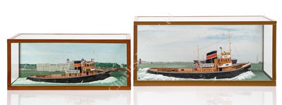 Lot 336 - A WELL PRESENTED SCALE WATERLINE MODEL OF THE THAMES TUG SUN XVIII & two others