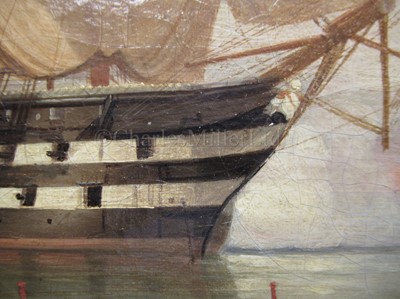 Lot 85 - TOMMASO DE SIMONE (ITALIAN, c1805-1888): H.M.S. 'James Watt' at gunnery practise in the Bay of Naples