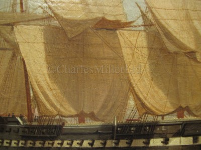 Lot 85 - TOMMASO DE SIMONE (ITALIAN, c1805-1888): H.M.S. 'James Watt' at gunnery practise in the Bay of Naples