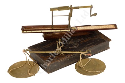 Lot 304 - Ø A LATE 18TH/EARLY 19TH CENTURY PURSER'S POCKET BALANCE and 2 guinea balances