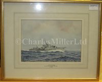 Lot 93 - δ ERIC TUFNELL (BRITISH, 1888-1978) - Study of a Shakespeare class destroyer H.M.S. 'Keppel'; study of the Q & R class destroyer H.M.S. 'Racehorse'