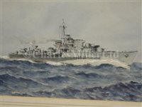 Lot 93 - δ ERIC TUFNELL (BRITISH, 1888-1978) - Study of a Shakespeare class destroyer H.M.S. 'Keppel'; study of the Q & R class destroyer H.M.S. 'Racehorse'
