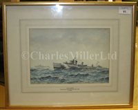 Lot 93 - δ ERIC TUFNELL (BRITISH, 1888-1978) - Study of a Shakespeare class destroyer H.M.S. 'Keppel'; study of the Q & R class destroyer H.M.S. 'Racehorse'