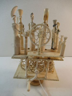 Lot 71 - AN EARLY 19TH CENTURY NAPOLEONIC PRISONER-OF-WAR SIX CHARACTER BONE SPINNING JENNY