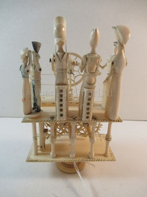 Lot 71 - AN EARLY 19TH CENTURY NAPOLEONIC PRISONER-OF-WAR SIX CHARACTER BONE SPINNING JENNY