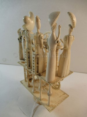Lot 71 - AN EARLY 19TH CENTURY NAPOLEONIC PRISONER-OF-WAR SIX CHARACTER BONE SPINNING JENNY
