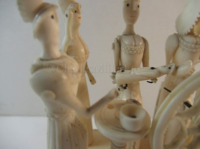 Lot 71 - AN EARLY 19TH CENTURY NAPOLEONIC PRISONER-OF-WAR SIX CHARACTER BONE SPINNING JENNY