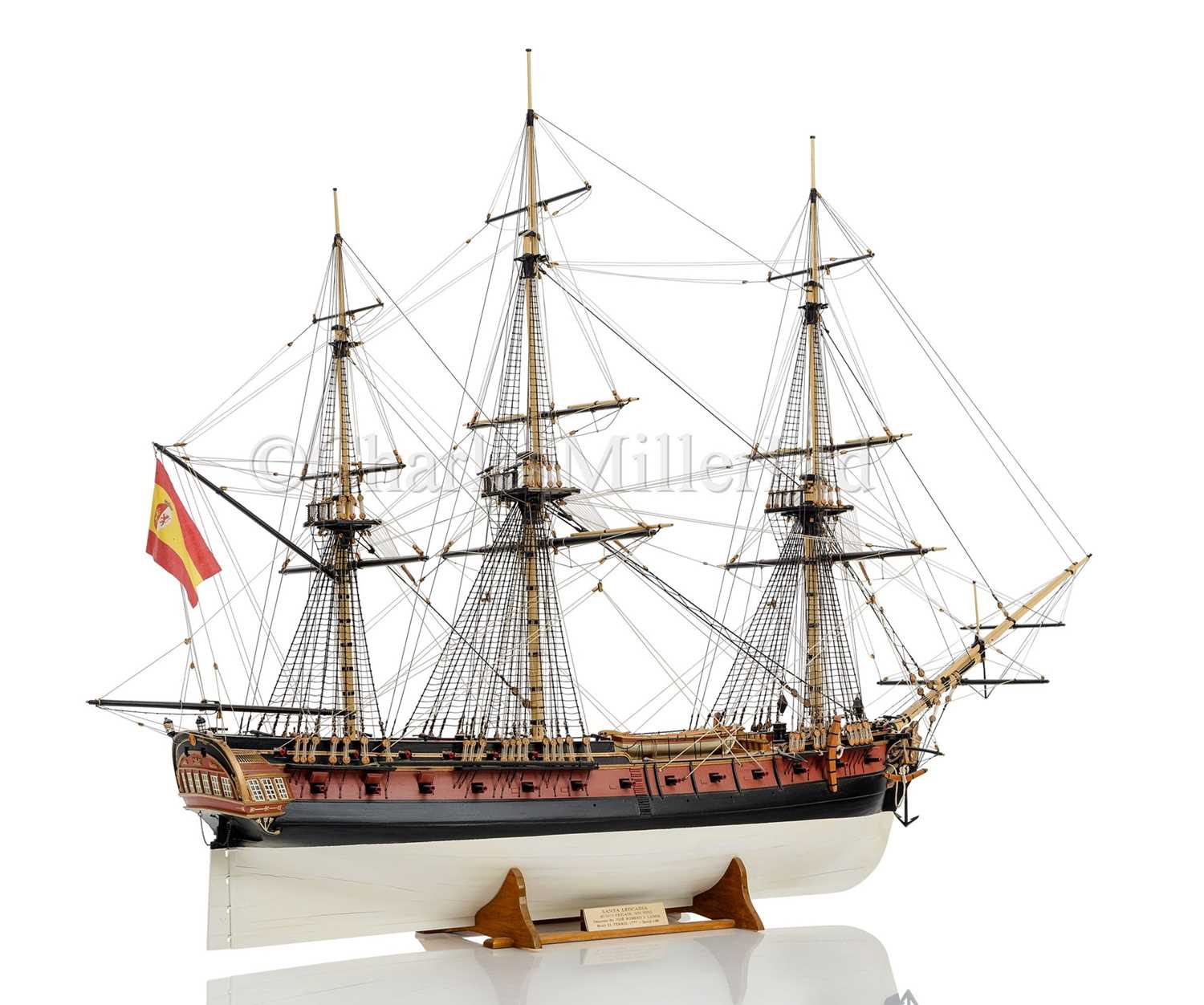 Lot 45 - A FINELY DETAILED 1:48 SCALE MODEL OF THE 40-GUN SPANISH FRIGATE SANTA LEOCARDIA, ORIGINALLY BUILT 1777