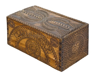 Lot 154 - A NEW ZEALAND KAURI WOOD DITTY BOX FROM THE SHAW, SAVILL & CO. NEW ZEALAND EMIGRANT SHIP S.V. 'LADY JOCELYN', 1878