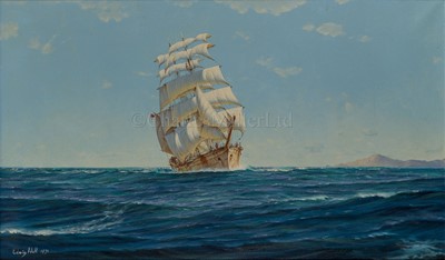 Lot 20 - δ EDWIN HALL (BRITISH, 20TH CENTURY): A windjammer off Tenerife