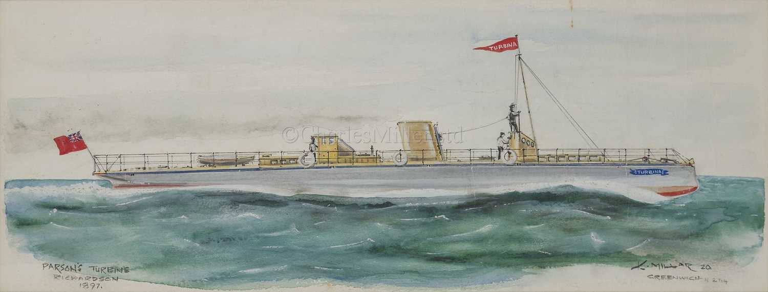 Lot 28 - δ K. MILLAR (ENGLISH, 20TH CENTURY): 'Turbinia'