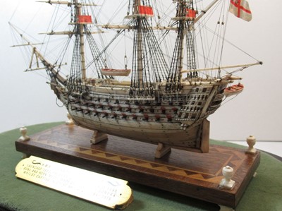 Lot 73 - A NAPOLEONIC FRENCH PRISONER-OF-WAR BONE MODEL FOR THE 74-GUN FRIGATE ILLUSTRIOUS, CIRCA 1810