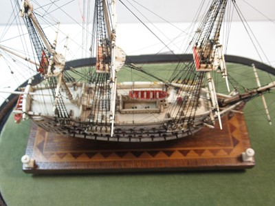 Lot 73 - A NAPOLEONIC FRENCH PRISONER-OF-WAR BONE MODEL FOR THE 74-GUN FRIGATE ILLUSTRIOUS, CIRCA 1810