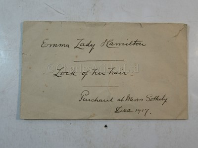 Lot 70 - A LOCK OF LADY EMMA HAMILTON'S HAIR