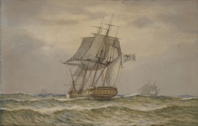 Lot 81 - WILLIAM THOMAS NICHOL BOYCE (BRITISH, 1857-1911) Frigate of the Royal Navy; Shipping scene