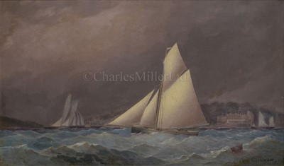 Lot 5 - GEORGE SULLIVAN (BRITISH, 19TH CENTURY) A cutter yacht off Cowes Castle, Isle of Wight
