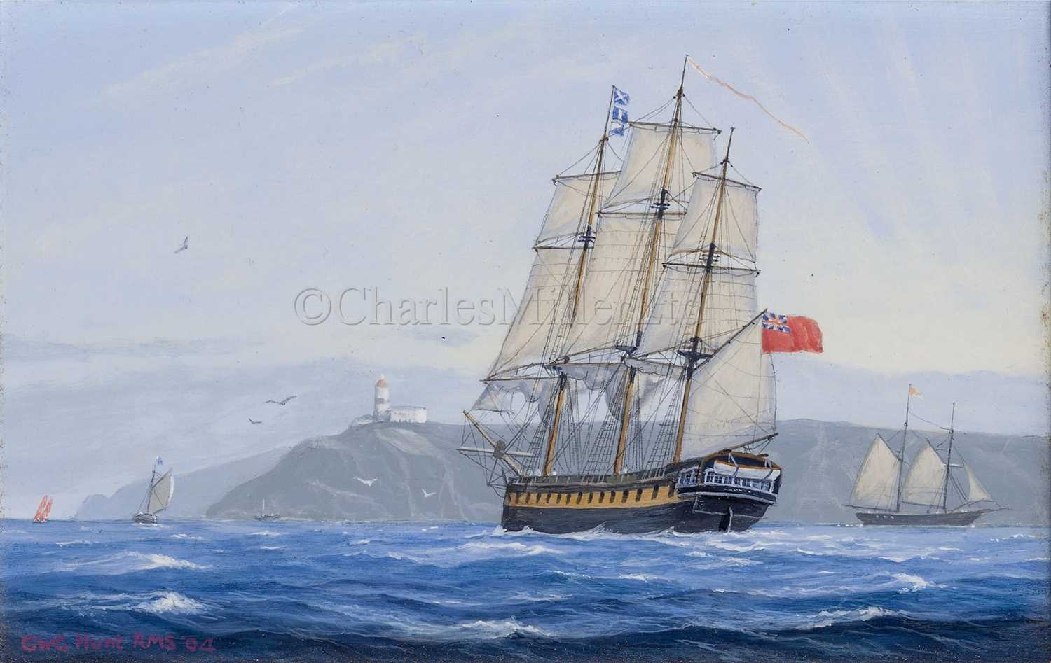 Lot 60 - δ GEOFF HUNT R.M.S. (BRITISH, B. 1948); Before Trafalgar; Eurylus patrolling off Cape St Vincent