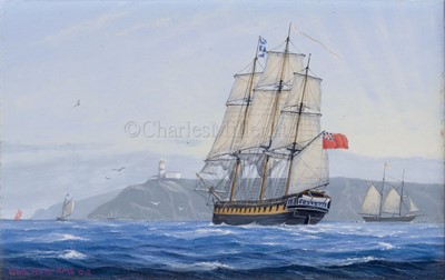 Lot 60 - δ GEOFF HUNT R.M.S. (BRITISH, B. 1948); Before Trafalgar; Eurylus patrolling off Cape St Vincent