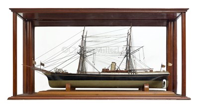 Lot 22 - A LATE 19TH CENTURY WELL-PRESENTED MODEL OF THE S.S. MIRANDA, CHARTERED BY THE CONTROVERSIAL POLAR EXPLORER 'DR.' FREDERICK COOK, 1894