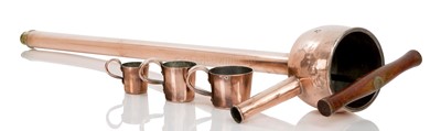 Lot 125 - A ROYAL NAVY RUM PUMP, PROBABLY GEORGE VI & three measures