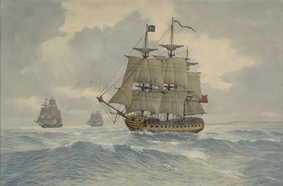 Lot 76 - δ KENNETH JEPSON (BRITISH, 1932-1998): The Channel Squadron; U.S.S. 'Essex' and H.M.S. 'Alert'