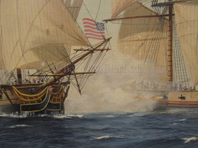 Lot 75 - δ KENNETH JEPSON (BRITISH, 1932-1998): Frigate Actions: 'Druid' & 'Raleigh' and 'Oxford' and 'Cruizer'