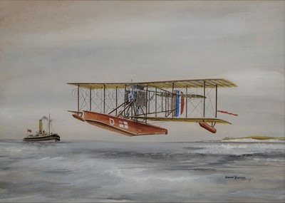 Lot 110 - δ NORMAN WILKINSON (BRITISH, 1878-1971): R.N.A.S. Bat sea plane, Dover