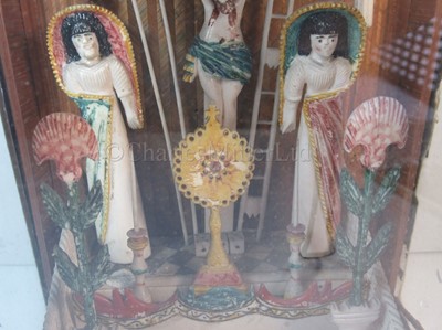 Lot 74 - AN EARLY 19TH CENTURY NAPOLEONIC PRISONER-OF-WAR POLYCHROME BONE CRUCIFIXION