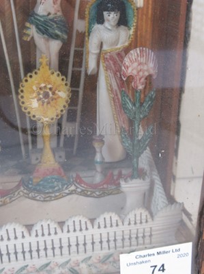 Lot 74 - AN EARLY 19TH CENTURY NAPOLEONIC PRISONER-OF-WAR POLYCHROME BONE CRUCIFIXION