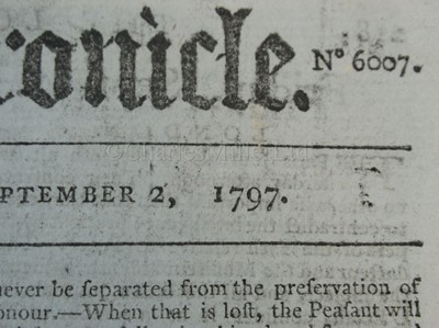 Lot 58 - THE LONDON CHRONICLE: ACCOUNTS OF THE BATTLE OF SANTA CRUZ DE TENERIFE, 1797