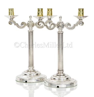 Lot 148 - A PAIR OF ADMIRALTY WARD ROOM ELECTRIC CANDELABRA, 20TH CENTURY