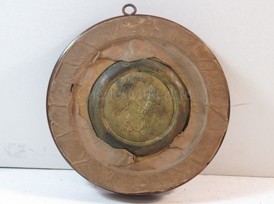 Lot 68 - A COMMEMORATIVE GILT BRASS TONDO FOR LORD NELSON AFTER PETER WYON, CIRCA 1806