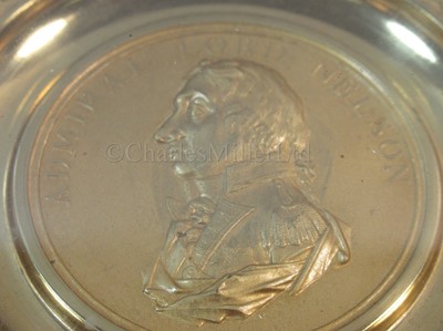 Lot 68 - A COMMEMORATIVE GILT BRASS TONDO FOR LORD NELSON AFTER PETER WYON, CIRCA 1806
