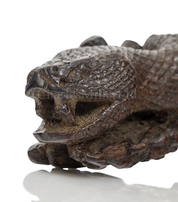 Lot 90 - A FINELY CARVED PRESENTATION TILLER FOR HMS RATTLESNAKE, CIRCA 1870