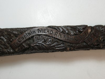 Lot 90 - A FINELY CARVED PRESENTATION TILLER FOR HMS RATTLESNAKE, CIRCA 1870