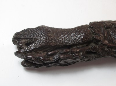 Lot 90 - A FINELY CARVED PRESENTATION TILLER FOR HMS RATTLESNAKE, CIRCA 1870