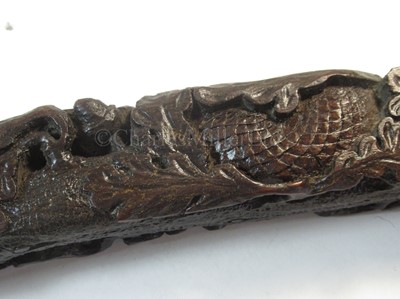 Lot 90 - A FINELY CARVED PRESENTATION TILLER FOR HMS RATTLESNAKE, CIRCA 1870